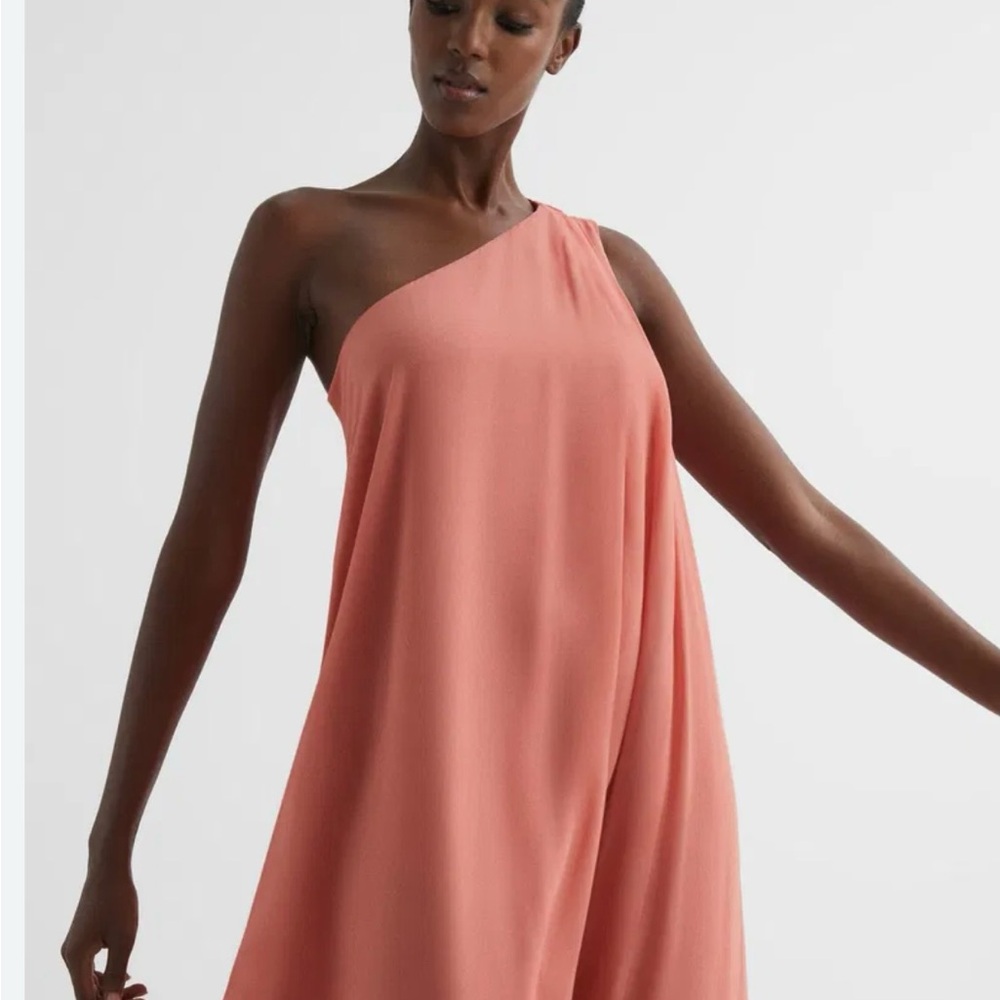 NWT Reiss One Shoulder Maxi Dress in Coral - Picture 3 of 6